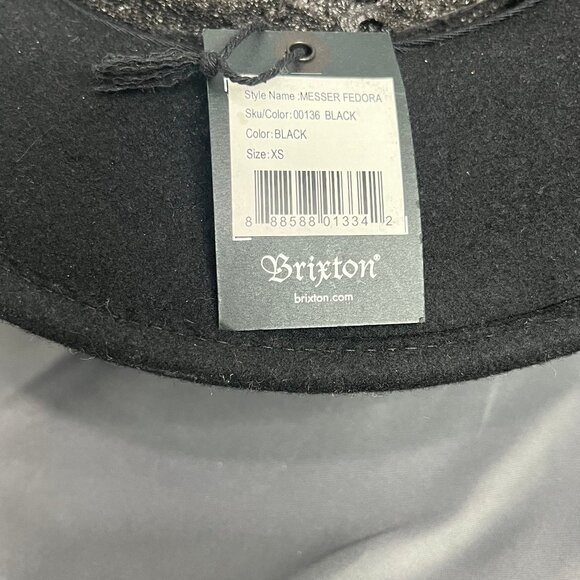 Brixton Messer Fedora Size XS Black NWT New Wool Fall Hat Brown Band Classic Uni - Picture 2 of 9